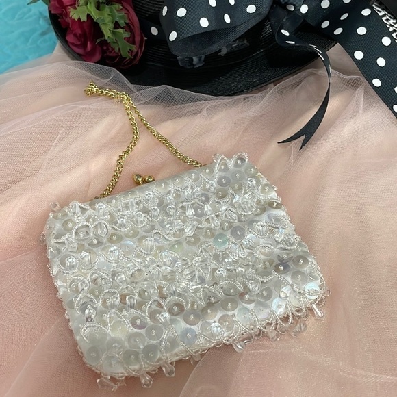 𝅺evening bag white sparkles 💖 - Picture 1 of 6